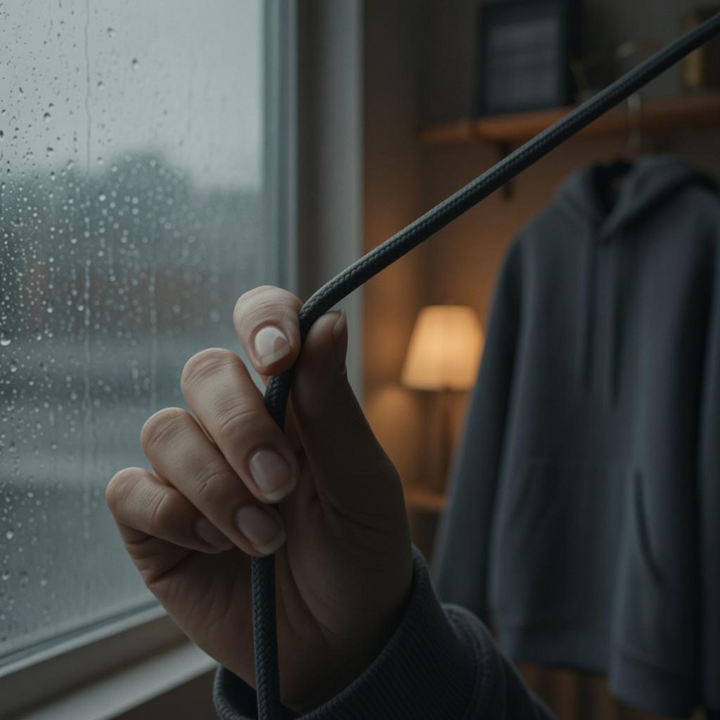 Rain on glass, late light